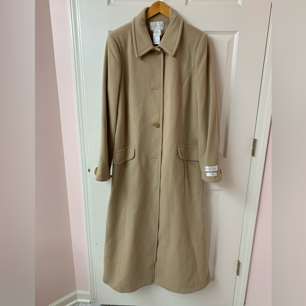 JC Penney Worthington tan long wool coat.